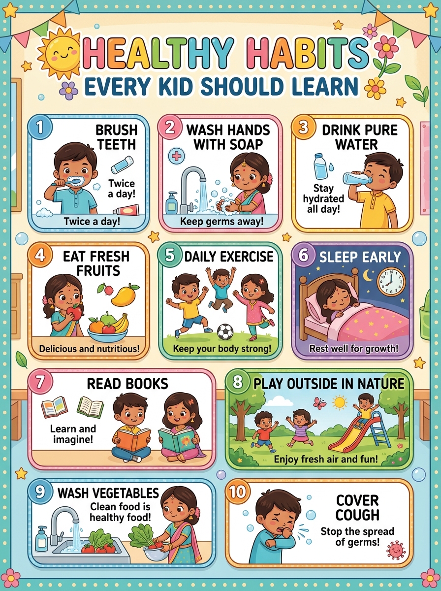 Healthy Habits Every Kid Should Learn Chart - Life Line Educational Academy