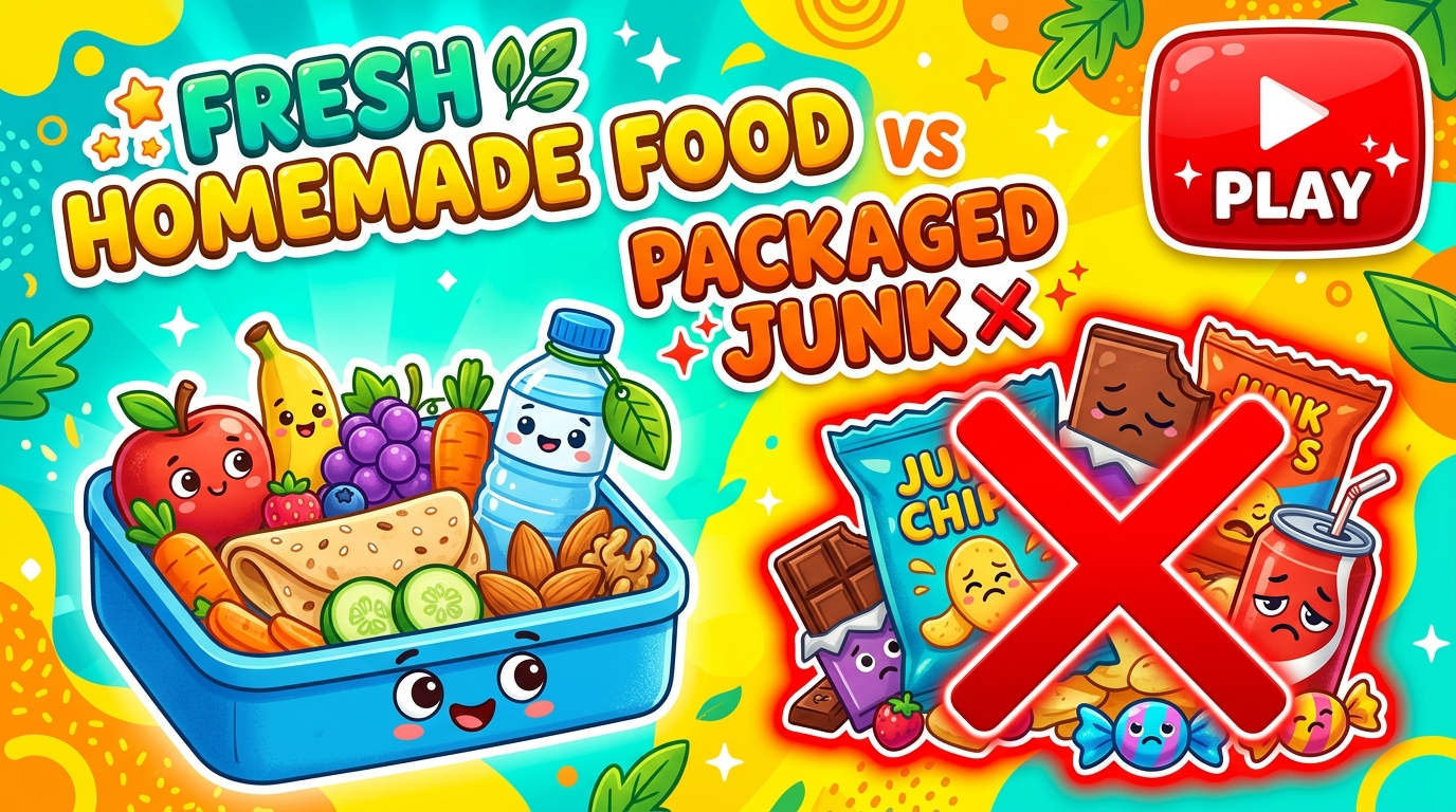 Fresh Homemade Food vs Packaged Junk by Kids Pharmer